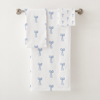 Little Bow Blue Coastal Bathroom Something Blue Bath Towel Set
