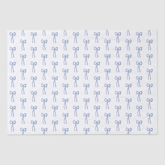 Little Bow Blue Gift Wrap Tissue Paper (Front)