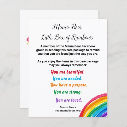 Little Box of Rainbows Project Note (Front/Back)