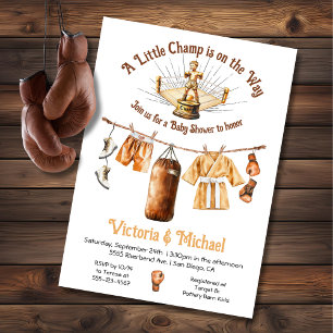 Little Boxing Champ Baby Shower Clothesline Invitation