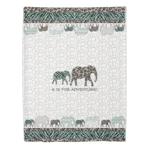 Little Boy Adventure Safari Elephant Bedroom Decor Duvet Cover