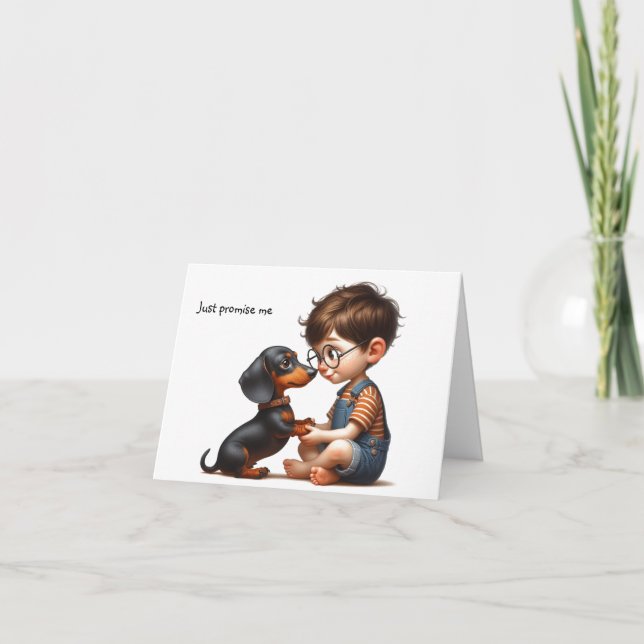 Little Boy and Dachshund Card (Front)