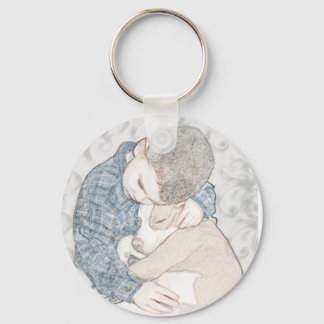 Little boy and puppy keychain
