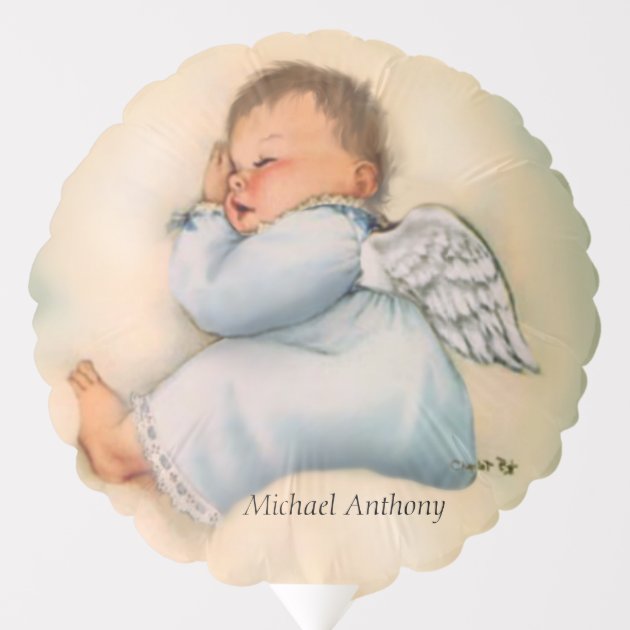 Little Boy Angel sleeping on a cloud Balloon | Zazzle