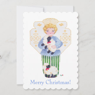 Little Boy Angel with lambs invitation
