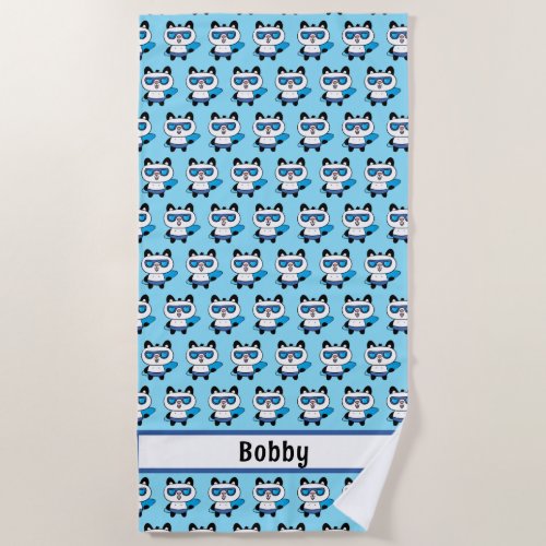 Little Boy Animal Cartoon Surfer Pool Party Beach Towel