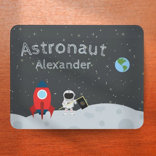 Little Boy Astronaut on Moon First Name Space Door Sign