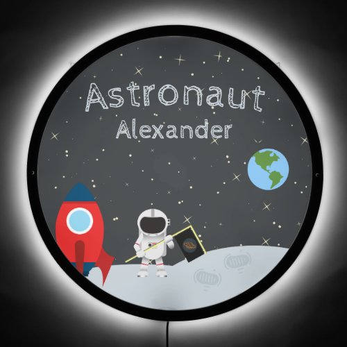 Little Boy Astronaut on Moon First Name Space LED Sign