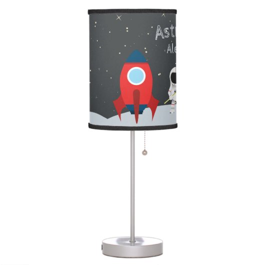 Little Boy Astronaut on Moon, First Name Space Table Lamp (Left)