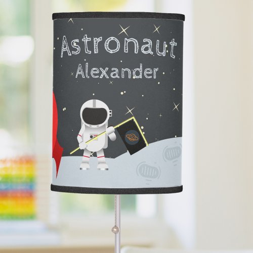 Little Boy Astronaut on Moon First Name Space Table Lamp