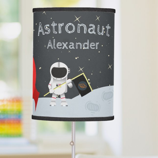 Little Boy Astronaut on Moon, First Name Space Table Lamp (Creator Uploaded)