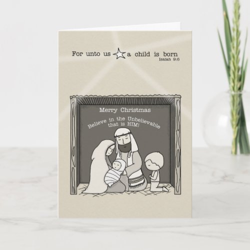 Little Boy at the Manger Holiday Card