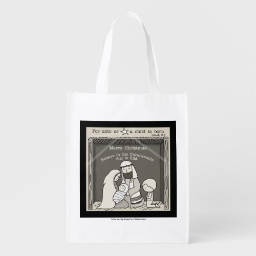 Little Boy at the Manger_Merry Christmas Reusable Grocery Bag