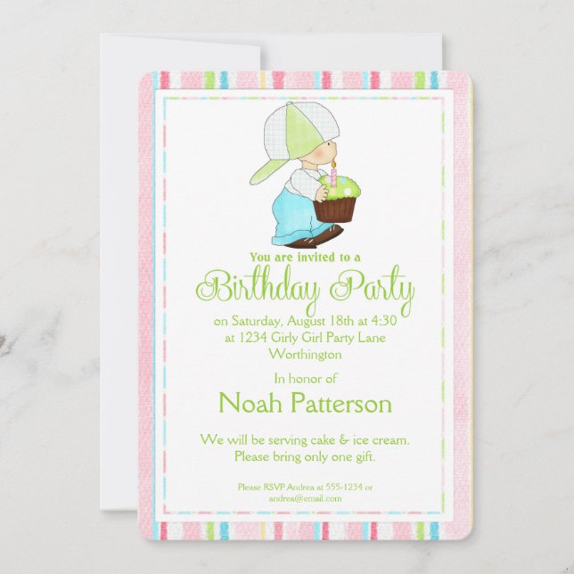 Little Boy Birthday Party Invite Country Boy d1 (Front)