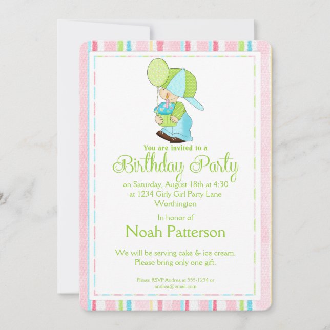 Little Boy Birthday Party Invite Country Boy d3 (Front)