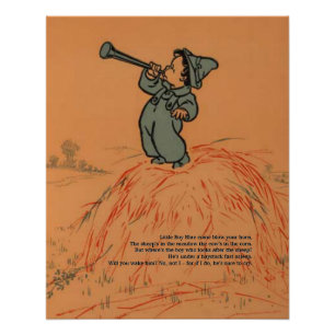 Little Boy Blue Blow Your Horn Nursery Rhyme Poster
