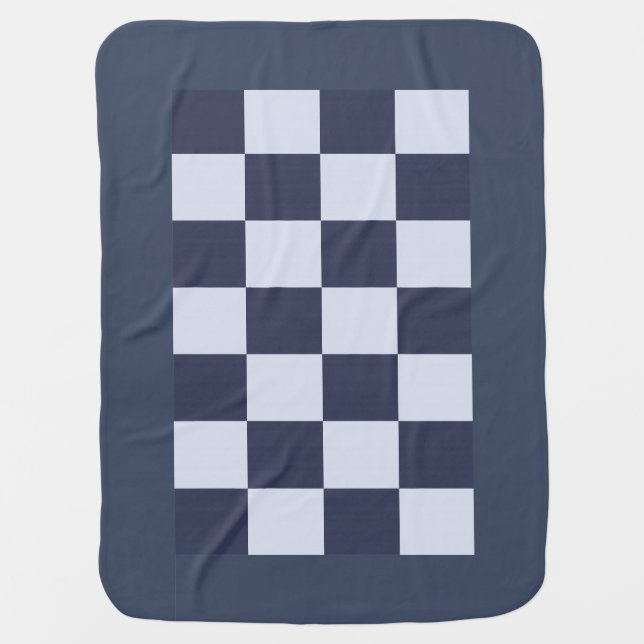 Little Boy Blue Geometric Square Pattern Quilt Baby Blanket (Front)