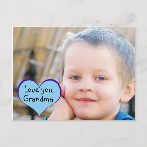 Little boy blue heart love you grandma postcard