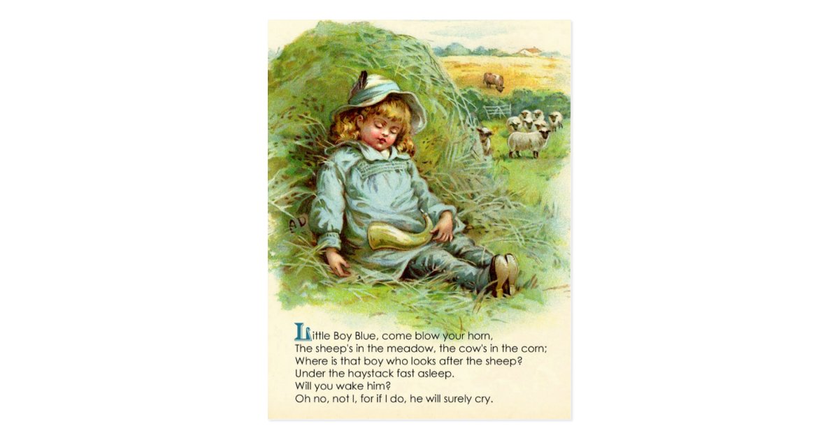 little-boy-blue-nursery-rhyme-postcard-zazzle