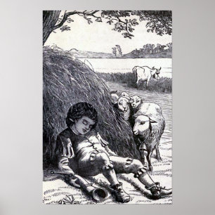 "Little Boy Blue" Vintage Illustration Poster