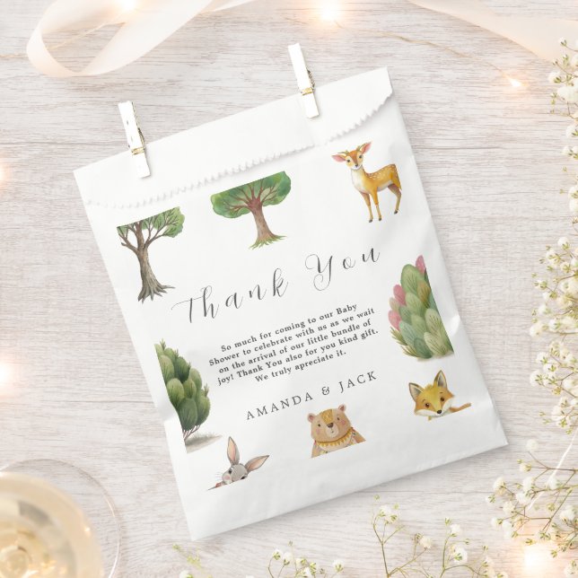 Little Boy Boho Woodland Animals Baby Shower Favor Bag (Clipped)