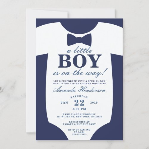 Little Boy Bow Tie Baby Shower Invitation