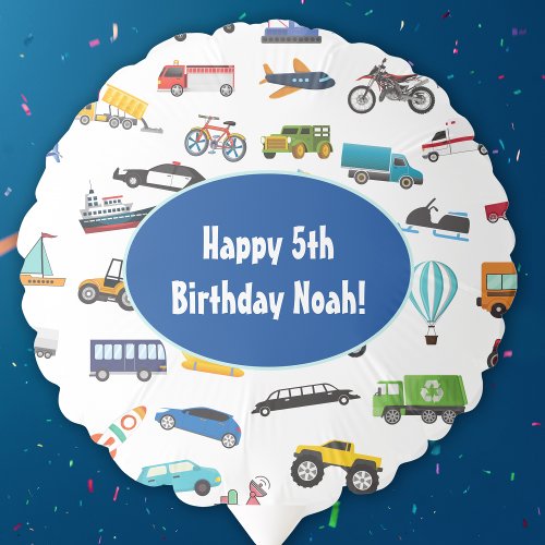 Little Boy Cars Vehicle Pattern Kid Birthday Party Balloon