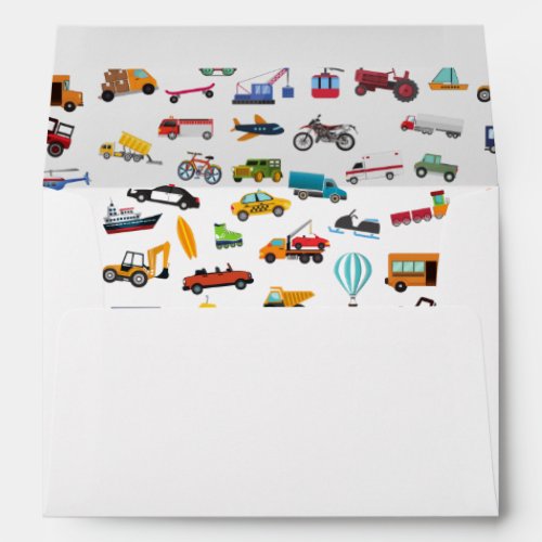 Little Boy Cars Vehicle Pattern Kid Birthday Party Envelope