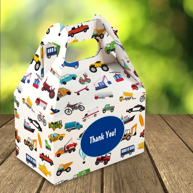 Little Boy Cars Vehicle Pattern Kid Birthday Party Favor Boxes (Creator Uploaded)