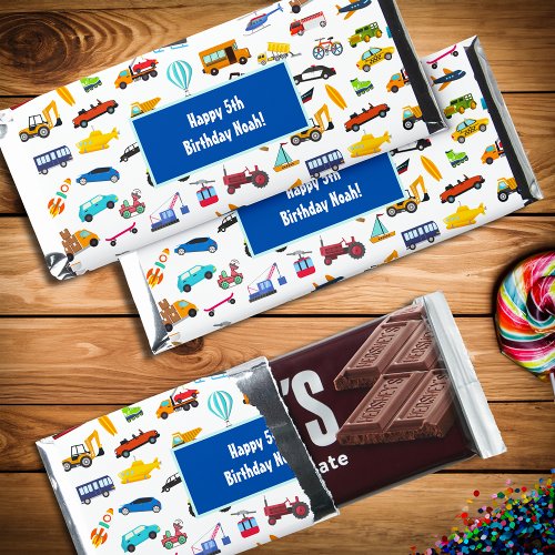 Little Boy Cars Vehicle Pattern Kid Birthday Party Hershey Bar Favors