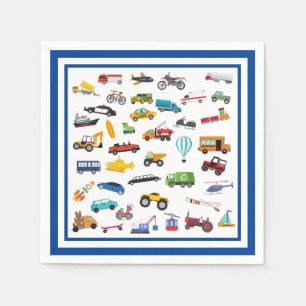 Little Boy Cars Vehicle Pattern Kid Birthday Party Napkins