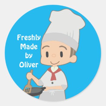 Little Boy Chef  Classic Round Sticker by gravityx9 at Zazzle