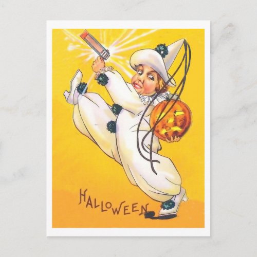 Little boy clown celebrating Halloween vintage Postcard