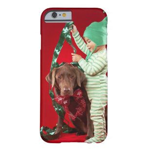 Little boy decorating a dog barely there iPhone 6 case