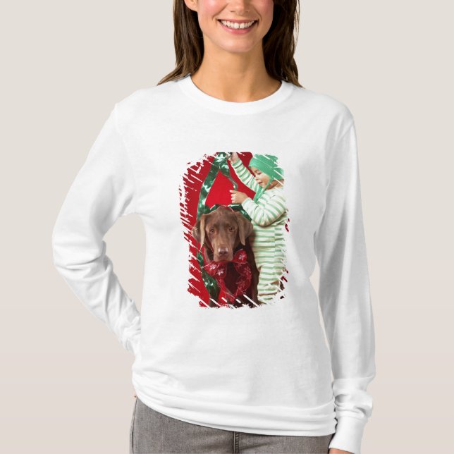 Little boy decorating a dog T-Shirt (Front)