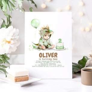 Little Boy Dinosaur Birthday Party Invitations