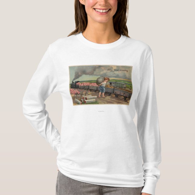 Little Boy Dumping Money in Train T-Shirt (Front)