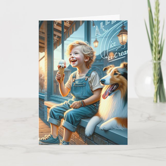 Little Boy Eating An Ice Cream Cone Card (Front)