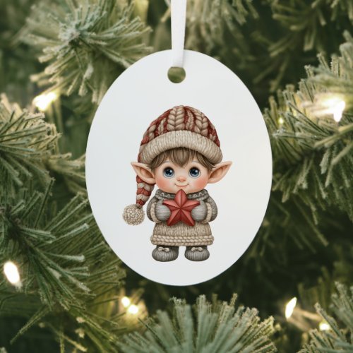 Little Boy Elf Metal Ornament
