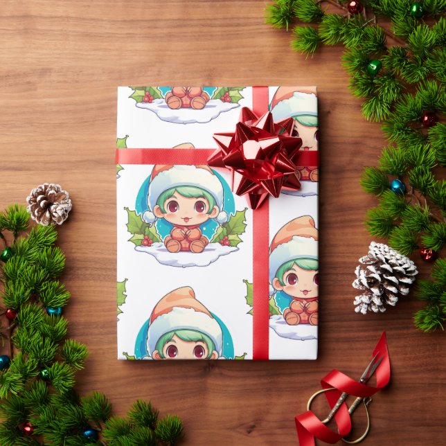 Little Boy Elf Xmas Magic Wrapping Paper (Holiday Gift)