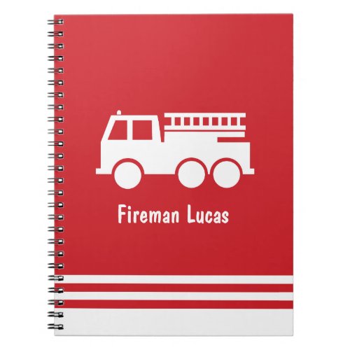  Little Boy Fire Truck With Name Red and White Notebook