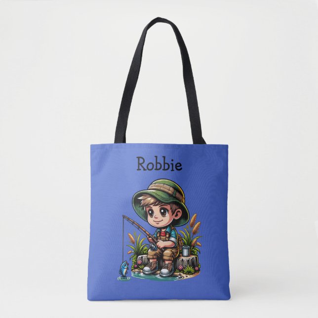 Little Boy Fishing Personalized Tote Bag (Front)