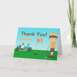 Little Boy Golf Thank You Card