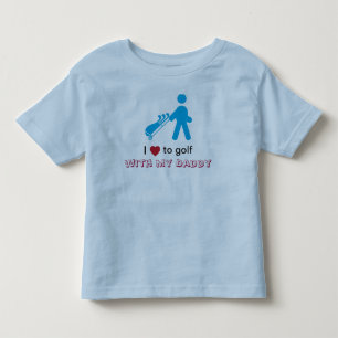 Little boy golfer pulling a blue cart toddler t-shirt