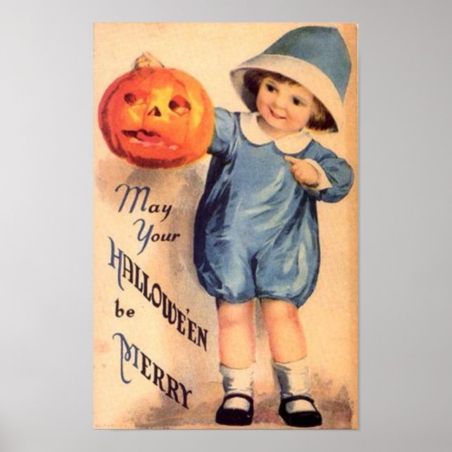 Little Boy Holding Pumpkin - May Your Halloween Be Poster (Front)