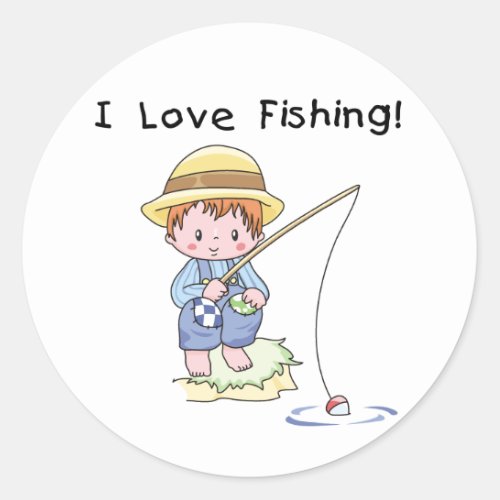 Little Boy I Love Fishing Classic Round Sticker