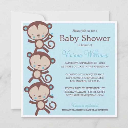 LITTLE BOY MONKEYS | BABY SHOWER INVITATION