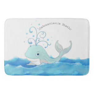 Little Boy Personalized Bath Home Decor Cute Whale Bath Mat