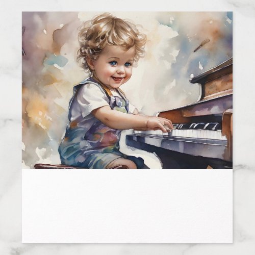 Little Boy Piano Player Watercolor Illustration Envelope Liner