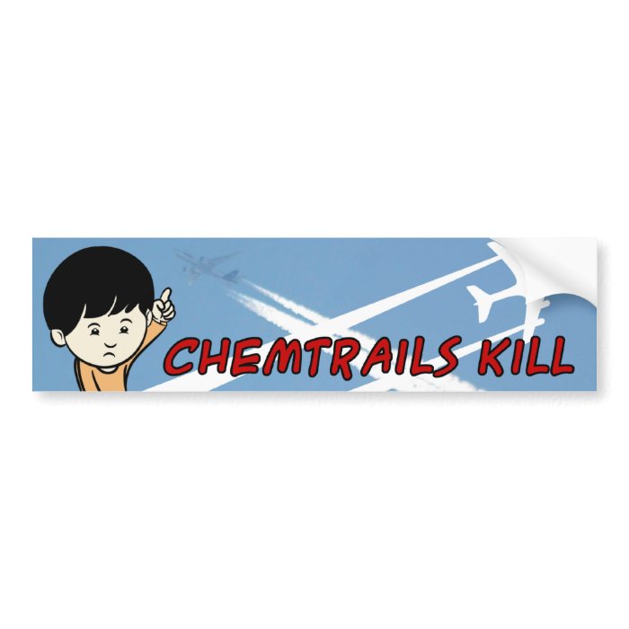 Little Boy pointing up Chemtrails Kill Bumper Stickers